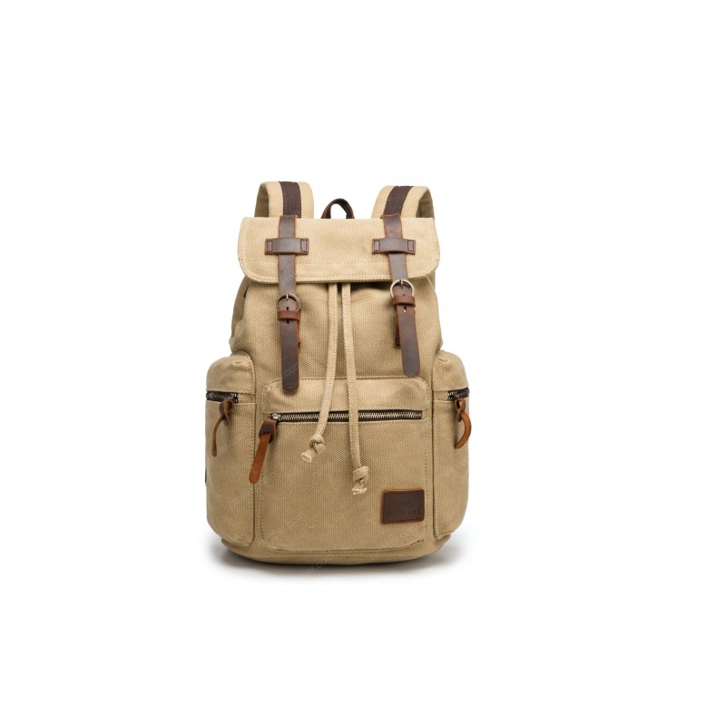 Canvas oldschool backpack with a flap