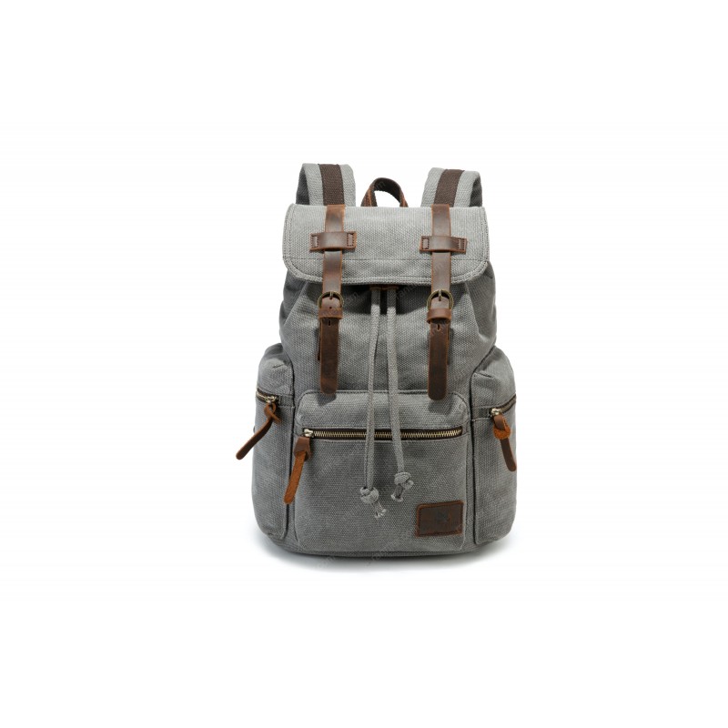 Canvas oldschool backpack with a flap