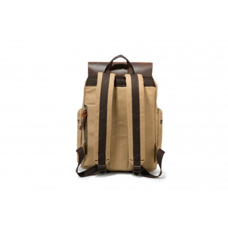 Canvas backpack with a leather flap