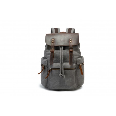 Canvas backpack with a leather flap