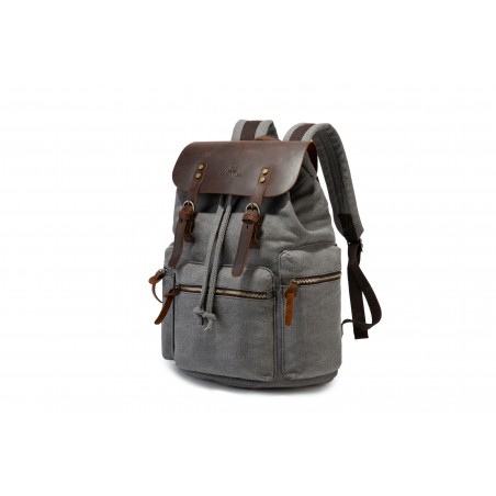 Canvas backpack with a leather flap