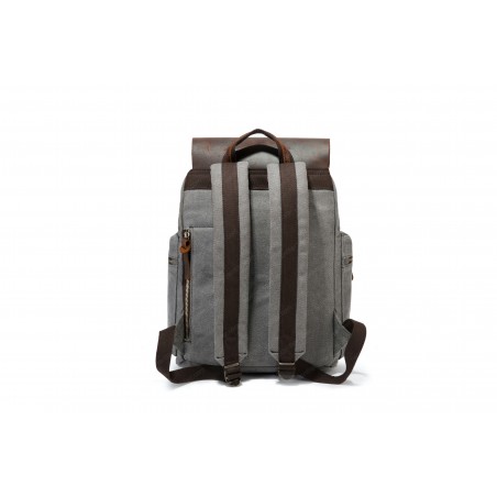 Canvas backpack with a leather flap