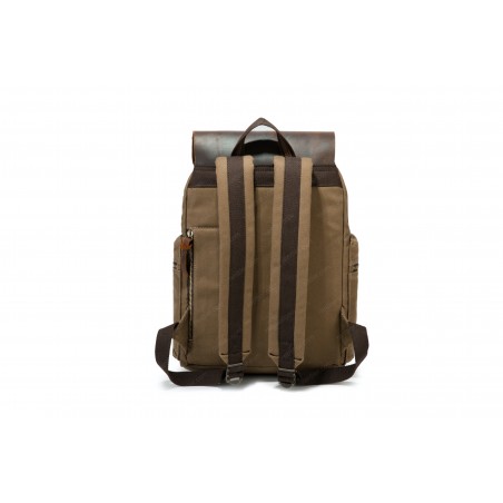 Canvas backpack with a leather flap