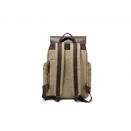 Canvas backpack with a leather flap