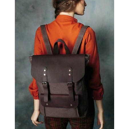 Naturleder Canvas Rucksack