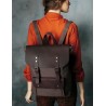 Canvas backpack with a leather flap