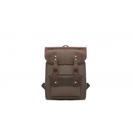 Canvas backpack with a leather flap