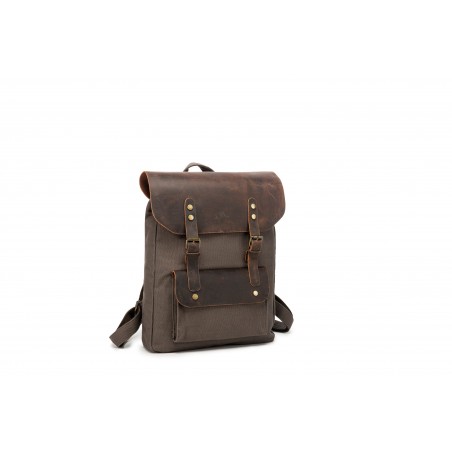 Canvas backpack with a leather flap