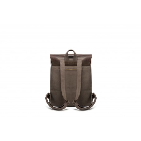 Canvas backpack with a leather flap