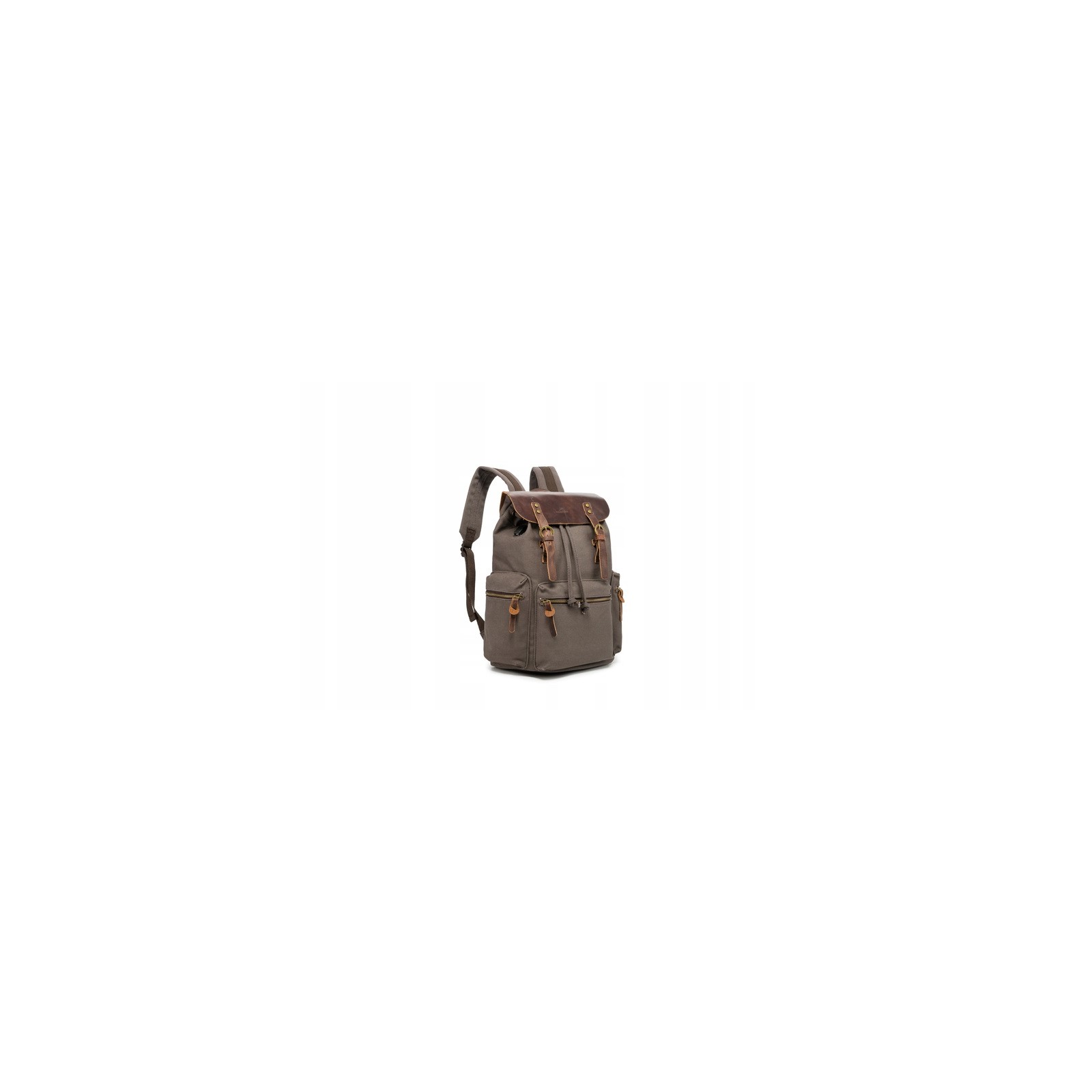 Canvas backpack with a leather flap