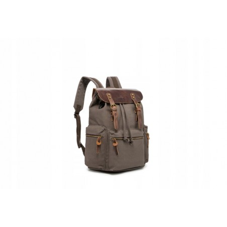 Canvas backpack with a leather flap