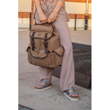 Vintage canvas and leather backpack