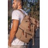 Canvas oldschool backpack with a flap