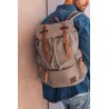 Canvas oldschool backpack with a flap