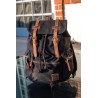 Canvas oldschool backpack with a flap