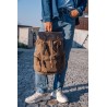 Canvas backpack with a leather flap