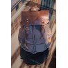 Canvas backpack with a leather flap