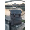 Canvas backpack with a leather flap