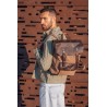 Canvas backpack with a leather flap