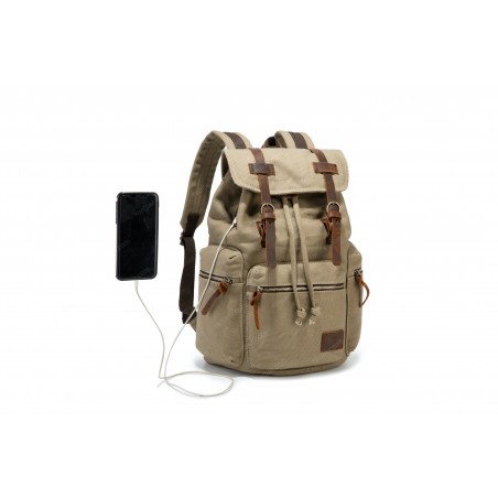 Canvas oldschool backpack with a flap